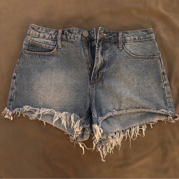 Articles of Society Distressed Frayed Hem High Rise Denim Shorts Size 26 Blue - Picture 1 of 10